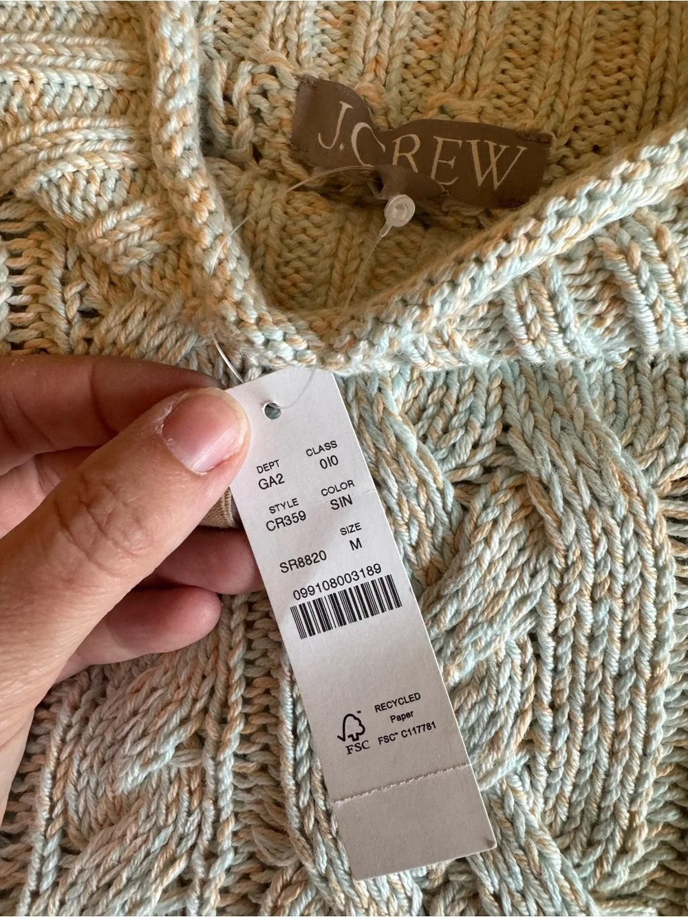 J. Crew Cream Cable Knit Funnel Neck Sweater